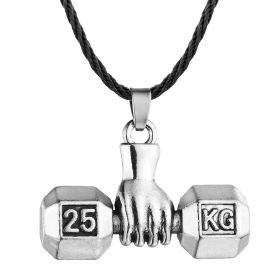 Cxwind Exercise Fitness Barbell Lifting Necklace (Color: Silver)