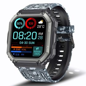 SENBONO C20S New Smart Watch Men Big Battery Music Play Fitness Tracker Bluetooth Dial Call Sport Smartwatch Men for IOS Android (Color: Camouflage Black)