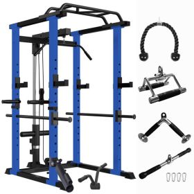 Home Gym sets Multi-functional Power Cage,Home Adjustable Pullup Squat Rack 1000Lbs Capacity Comprehensive Fitness Barbell Rack 4 sets Gym access (Color: as picture)